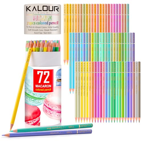 KALOUR Macaron Pastel Colored Pencils,Set of 72 Colors,Artists Soft Core,Ideal for Drawing Sketching Shading,Coloring Pencils for Adults Kids - WoodArtSupply