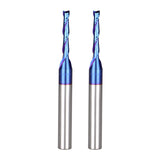 Jiiolioa 2PCS CNC Router Bits 1/4 Inch Shank 1/8 inch Cutting Diamete Spiral Up Cut End Mill with Nano Blue Coating for Carving Standard milling, Jiiolioa