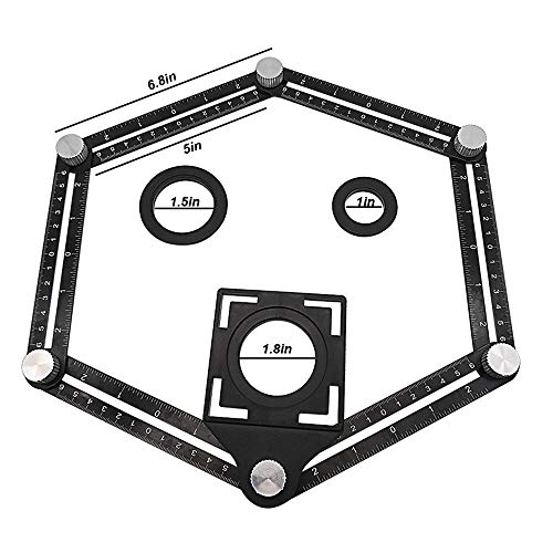 Six-Sided Aluminum Alloy Angle Measuring Tool, Angle Ruler Template Template Tool Full Metal Measuring Rules Layout Tool for Handymen Builders DIY TYMXGHF