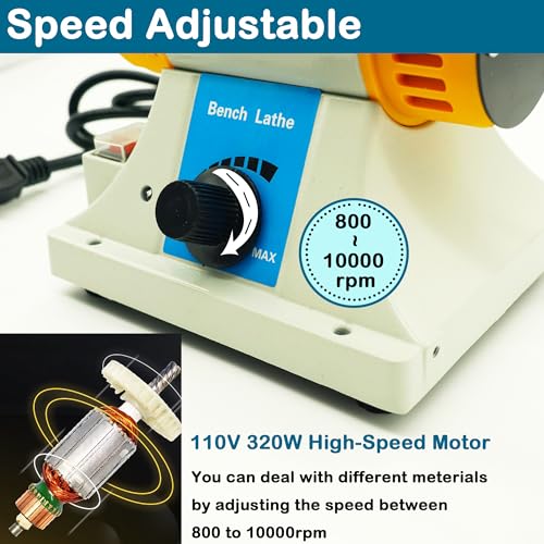 VOELIGT Jewelry Polisher Bench Buffer Polishing Machine 110V 320W Bench Grinder Dental Buffer with Cloth Wheels, Fiber Wheel, Polish Compound, VOELIGT