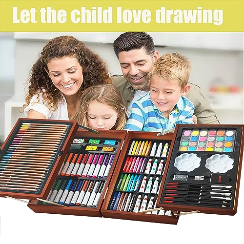 KINSPORY Art Gift for Kids, Art Supplies Case - 139 Piece Art Sets & Crafts Kit with Sketch Pads, Deluxe Wooden Box for Artist Beginners Girls Boys KINSPORY