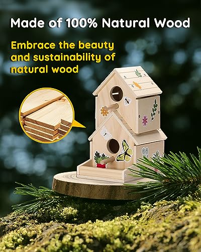 SainSmart Jr. Bird House Kit for Kids to Build and Paint - Art Craft Wooden Toys - Unfinished Wood Crafts with Stickers - Woodworking Crafts for SainSmart Jr.