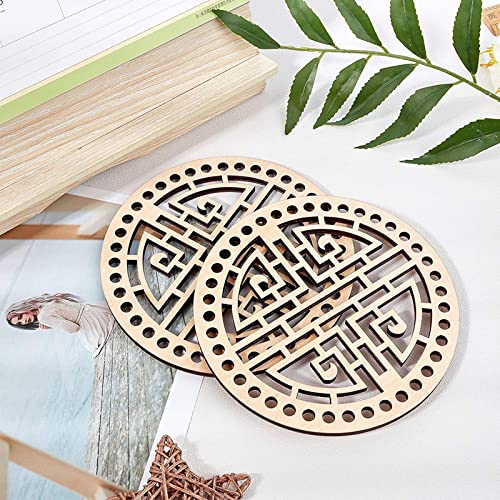 MIAO YUAN 6 PCS DIY Wooden Basket Bottom Round Shaper Knitting Crochet Wooden Bag Bottom Handbag Purse Base Shaper for Basket Weaving Supplies and MIAO YUAN
