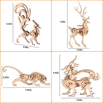 3D Wooden Puzzles Animal Model - Collectibles Wooden Model Kits for Adults Desk Display Gift for Boys/Girls(5 pcs) (Animal Model) - WoodArtSupply