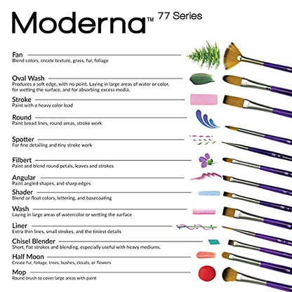 Royal & Langnickel Moderna Angular Brush Set for All Painting Mediums, 5pc - WoodArtSupply