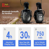 SAFEBUILDER Bluetooth Hard Hat Ear Muffs, SNR 26dB Adjustable Cap-mounted Ear muff, Helmet Attachable Earmuff (Black Bluetooth Ear Muffs Safety SAFEBUILDER