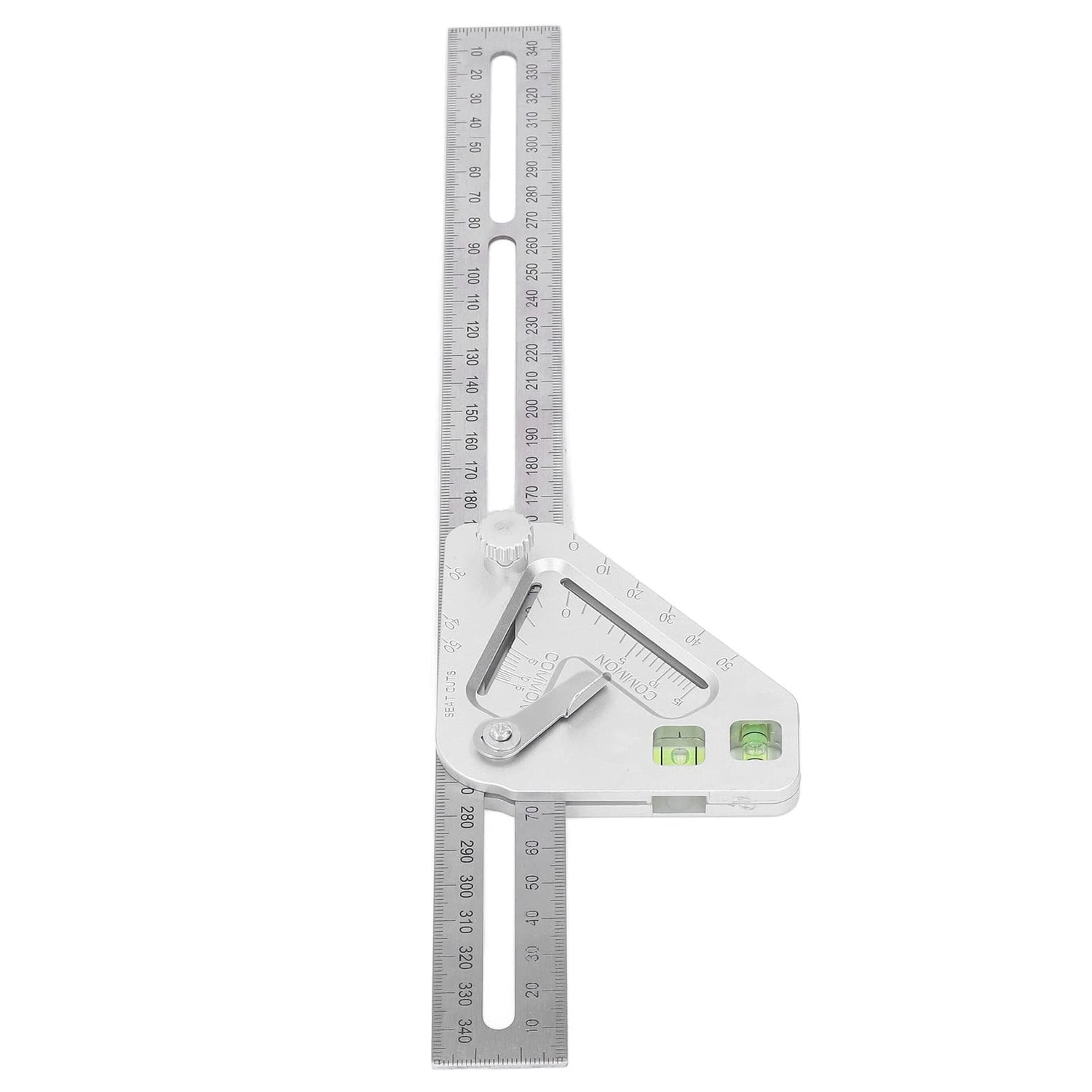 Combination Square with Bubble Level Silver Flexible Woodworking Triangle Ruler Carpentry Tools FTVOGUE