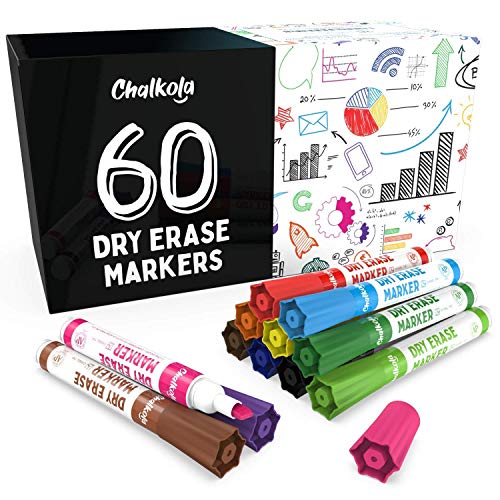 Chalkola Markers Bundle - 8 Neon 15mm + 5 White + 60 Dry Erase Marker Chalkola