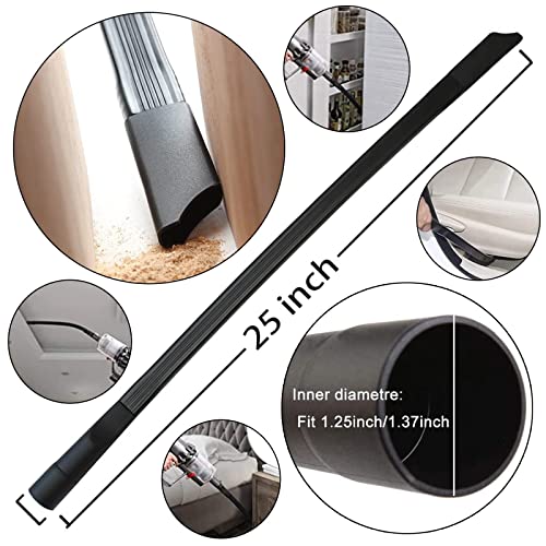 12PCS Universal Vacuum Attachment Kit Wet Dry Plastic Vacuum Hose Adapter 1-1/4" Vacuum Cleaners Accessories with Horse Hair Brush Extension Wand Riiriou