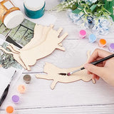 OLYCRAFT 4Pcs Unfinished Wood Pieces 5.8x4.3 Inch Cat Wood Pieces Cat Cutout Unfinished Wood Undyed Wood Cat Slices Blank Wood Slices for DIY Crafts OLYCRAFT