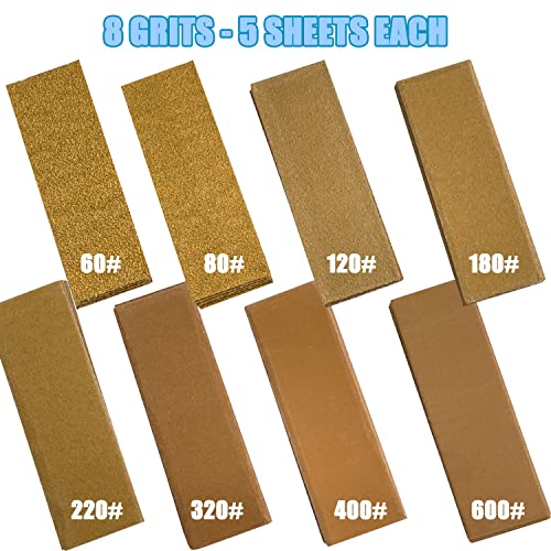 Sutekus Micro Hand Detail Sander Kit 2pcs Mini Detail Sander Blocks with 40 Sheets Hook and Loop Sandpaper-Assorted Grit of 60 80 120 180 220 320 400 Sutekus