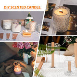 Ziosxin 100pcs Smokeless Cherry Wood Candle Wicks, Long Lasting Flame, Easily Burn, Natural Candle Cores with Stand and Glue Dot, Warning Label for Ziosxin