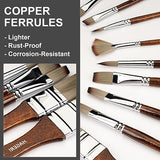 HAGERI 20 Pieces Paint Brushes, Expert Synthetic Nylon Bristles Paint Brush Kit with Palette Knife & Deluxe Leather Roll, Paint Brushes Set for Oil, HAGERI