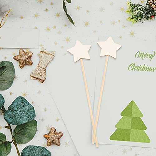 Zerodeko 8 Pcs DIY Fairy Wands, Make Your Princess Wands, Unfinished Wooden Star Fairy Sticks DIY Crafts Supplies Costume Dressing Props Party Favors Zerodeko