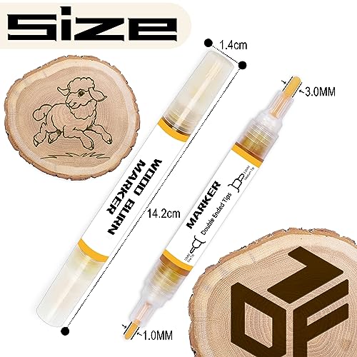 1DFAUL Wooden Burning Marker, 2PCS Scorch Pen for Wood Burn, Double Sided Art Wood Burn Paste Marker, Accurately & Easily Burn Designs on Wood &