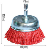 FPPO 3Pcs 3 Inch Assorted Cup Brushes Abrasive Wire Nylon Cup Brush for Drill,Grit 80 120 320 with 1/4" Shank,Rotary Brushes for Machines FPPO