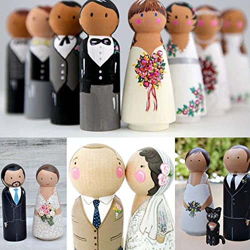 Decorative Wooden Peg Doll People - Assorted Sizes - Set of 40 Includes 5 Shapes Unfinished Wooden Peg Doll Bodies Great for Arts and Crafts