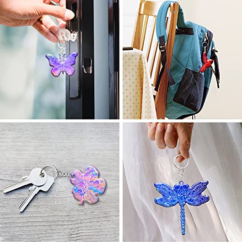 64Pcs Epoxy Resin Molds Kit, Bird Dragonfly Butterfly Cherry Flower Shape Silicone Molds for Resin Epoxy Casting Molds with Hole, Keychain and Jump Angel Wings