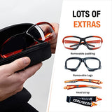 ToolFreak Recka Safety Glasses - Clear Lens - Versatile Hybrid Goggles and Glasses - ANSI Z87.1 Impact Rated, U6 Protection, Removable Legs, ToolFreak