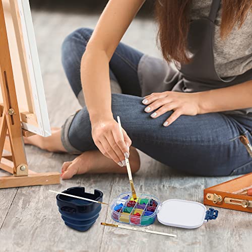 Airtight Paint Saver Storage Palette Box, 16-Well Palette Box with Lid, Include Paint Brush Basin, Perfect for Gouache, Acrylic, Watercolor and Oil DUGATO