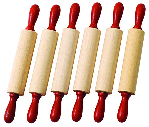 Colorations Natural Wood Rolling Pins, Set of 6, for Kids, Arts & Crafts, 7 Inches x 1 Inch (d), Class Pack, Party Pack, Dough, Clay, Sculpting, 6RP - WoodArtSupply