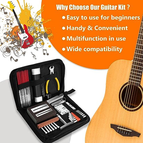 45Pcs Guitar Tool Kit, Guitar Repair Kit, Guitar Setup Kit, Luthier Tools Guitar Kit, Guitar Maintenance Kit Guitar Fret Tools, TIMDAM Guitar TIMDAM