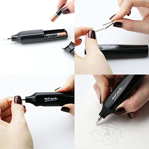 Mont Marte Electric Eraser, Includes 30 Eraser Refills. Suitable for use with Graphite Pencils and Color Pencils. - WoodArtSupply