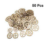 Amosfun Unfinished Wooden Cutouts Gear Shape Wood Discs Slices Embellishments for Craft DIY Decoration 50pcs Amosfun