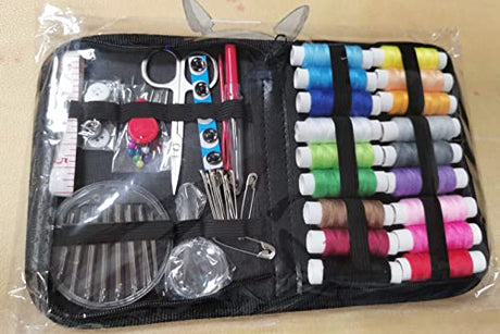 JUNING Sewing Kit with Case Portable Sewing Supplies for Home Traveler, Adults, Beginner, Emergency, Kids Contains Thread, Scissors, Needles, Measure JUNING