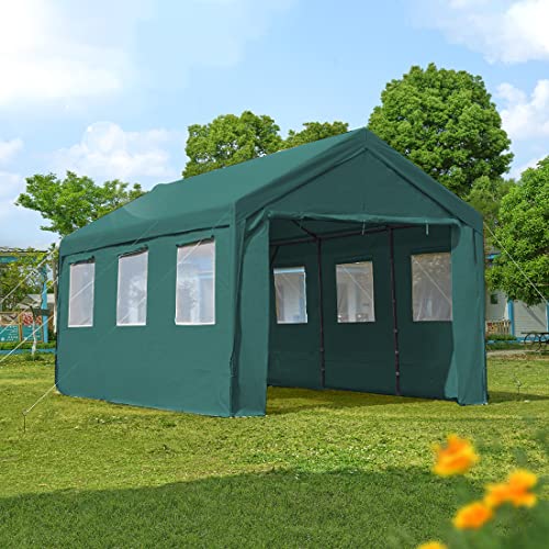 ADVANCE OUTDOOR 12x20 ft Heavy Duty Carport with 6 Roll-up Ventilated Windows & Removable Sidewalls Car Canopy Garage Boat Shelter Party Tent,