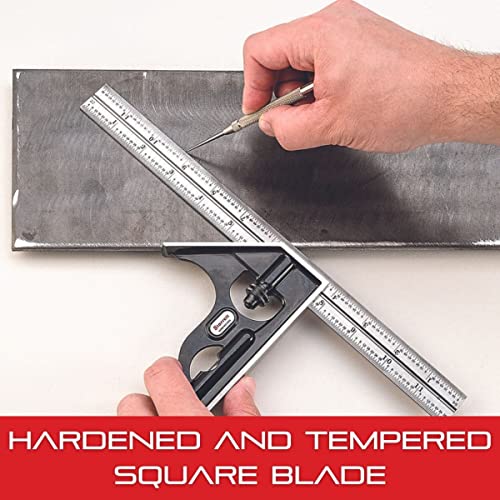 Starrett Student Combination Square - Ideal for Youngsters and Apprentices - 150mm Blade Length, Cast Iron Head, Hardened and Tempered Square Blade, Starrett