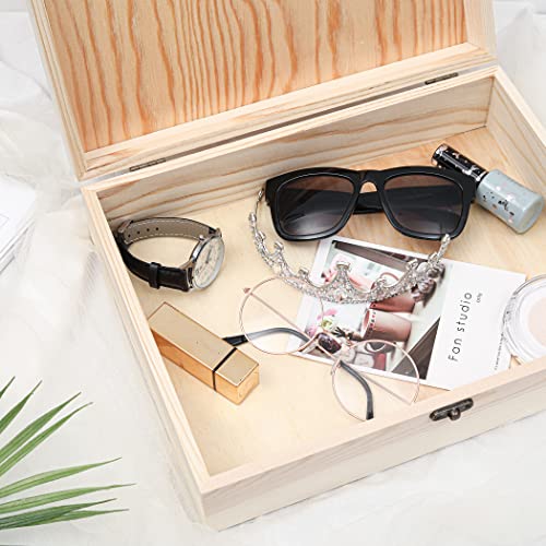 VIKOS Products Unfinished Wooden Box with Hinged Lid for Crafts DIY Storage Jewelry Pine Box - 12" x 9" x 3.35" VIKOS Products