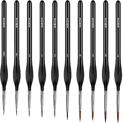 Detail Paint Brush Set - 10PCS Miniature Painting Brushes, Micro Paint Brushes for Fine Detailing & Art Painting - Acrylic, Watercolor, Oil, Model