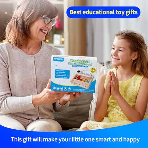 Montessori Screwdriver Board-Lock and Key Toy Set,INIFEIDALA Wooden Montessori Toys for 3 4 5 Year Old Kids and Toddlers,Learning Sensory Bin Toys INIFEIDALA