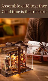 Rowood Miniature House Kit,Tiny House Kits to Build to Live in,DIY Wooden Crafts for Adults,Mini Model Kits with LED,Birthday for Teens(NO.17 Cafe) RoWood