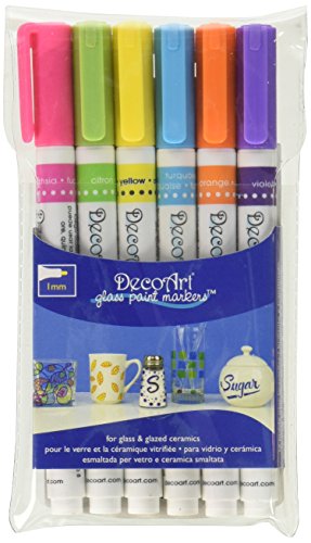 Decoart Paint Marker 1mm Set Brights 6pc Glass PaintMarkerSetBrights6pc DecoArt