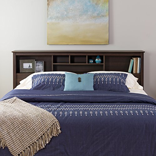 Prepac King Size Bed Headboard: Stylish Espresso King Headboard with Bookcase for King Size Beds, Freestanding (81.5" W x 43" H x 11" D) - ESH-8445 Prepac