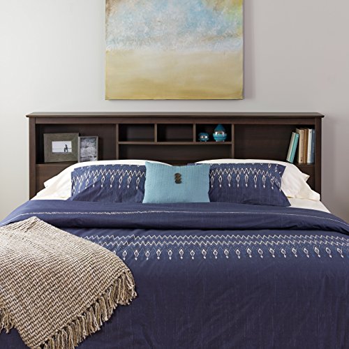 Prepac King Size Bed Headboard: Stylish Espresso King Headboard with Bookcase for King Size Beds, Freestanding (81.5" W x 43" H x 11" D) - ESH-8445 - WoodArtSupply