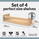 Set of 4 Natural Wood Floating Book Shelves for Nursery and Kids' Rooms NATURE SUPPLIES