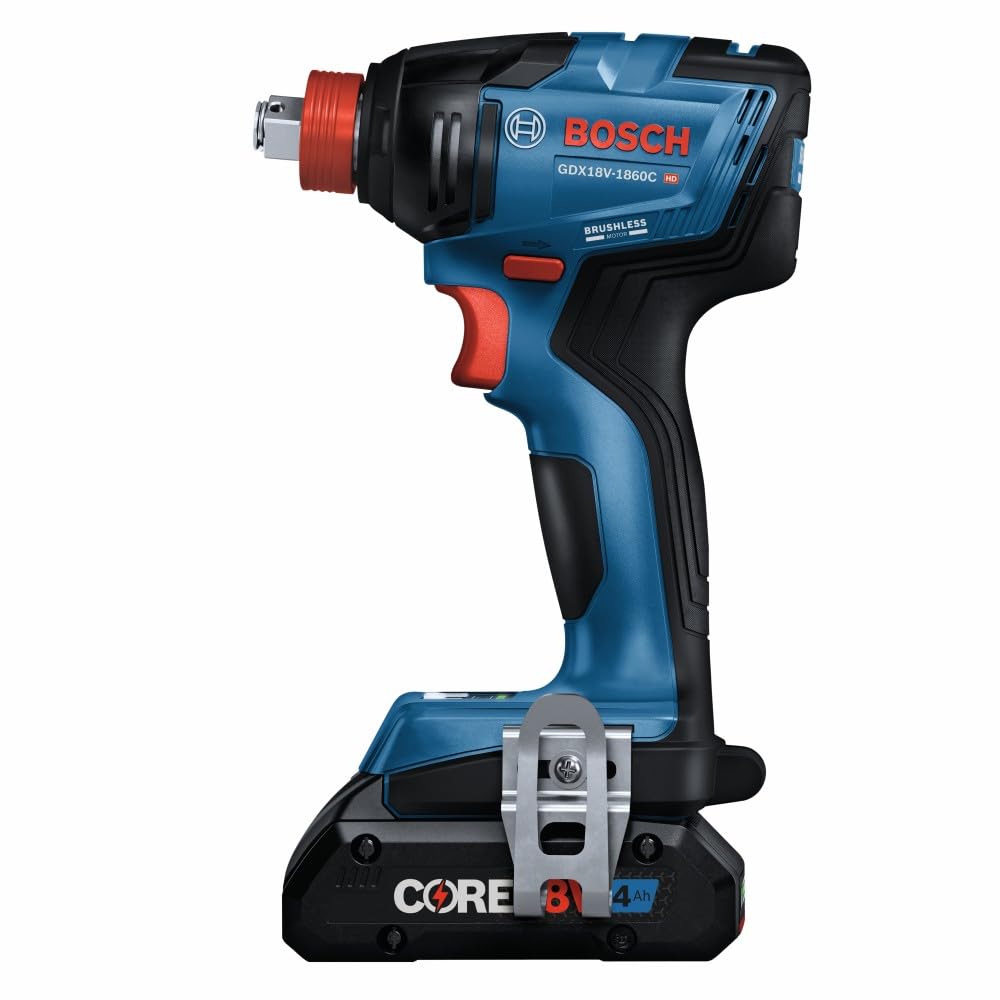 BOSCH GDX18V-1860CB15 18V Connected-Ready Two-In-One 1/4 In. and 1/2 In. Bit/Socket Impact Driver/Wrench Kit with (1) CORE18V 4 Ah Advanced Power - WoodArtSupply