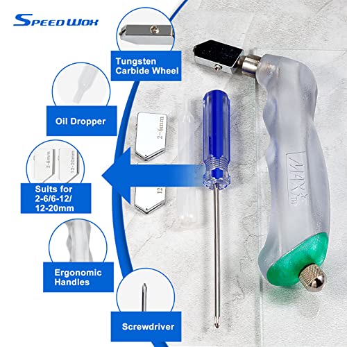 SPEEDWOX 20PCS Heavy Duty Mosaic Wheeled Glass Nippers with Replacement Cutting Wheel Glass Running Pliers Breaker Grozer Pliers Oil Feed Glass SPEEDWOX