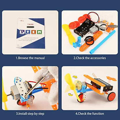 STEM Science Kits for Kids 5-8 8-12, Robot Building Kit, Build a Car Crafts for Boys, Engineering Activities Electronic Toys, Electric Science