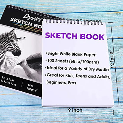 Dyvicl Drawing Sketching Pencil Set and Sketch Pad 9"x12" - WoodArtSupply