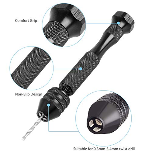 31Pcs Hand Drill Bits Set, SUNJOYCO Precision Pin Vise Rotary Tools with Micro Mini Twist Drill Bits (0.5-3.0mm) for Wood, Jewelry, Plastic, Craft SUNJOYCO