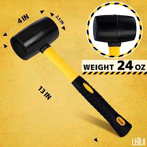 Rubber Mallet Hammer Wood Tools Woodworking - 24 Oz Camping Hammer Handle Soft Blow Mallet Hammer Rubber - Small Hammers For Crafts Tent Stake Hammer LEGLO