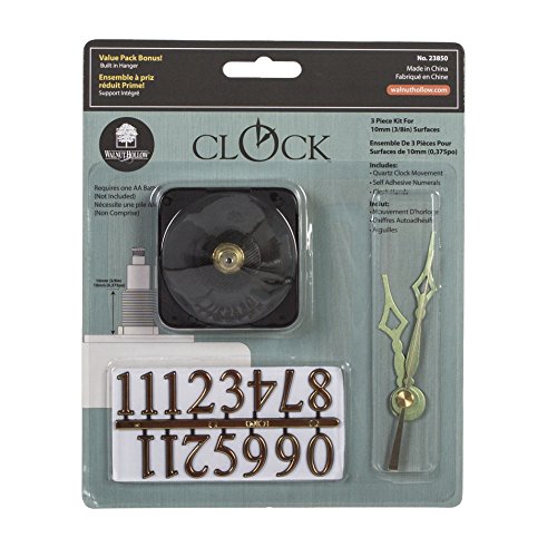 Walnut Hollow 3 Piece Clock Kit for 3/8-inch Surfaces, Use to Repair or Design your Own Clock - WoodArtSupply