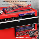 Magnetic Socket Holder Organizer Set: 6-Piece Detachable 1/2 3/8 1/4 Drive Sockets Storage Tray Magnetic Socket Organizer Tool Box Drawer Tool Box SEDY