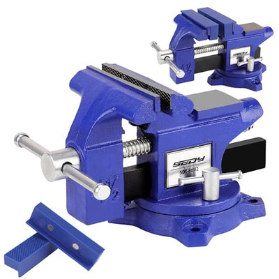 Heavy Duty Bench Vise 4.5 Inch: Table Clamp Woodworking Vice Press Drill Tools Workbench Wood Metal Pipe Work Shop Block Swivel Slide Cross Welding