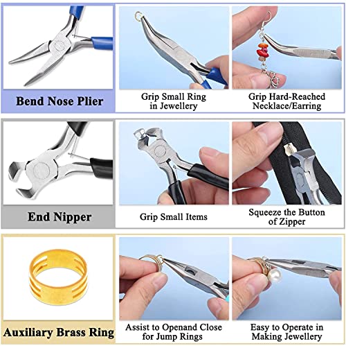 5 Packs Jewelry Pliers Set, Jewelry Making Tools with Needle Nose Pliers/Round Nose Pliers/Chain Nose Pliers/Bent Nose Pliers/Zipper Pliers, Jewelry Mckanti