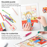 Arteza Kids Coloring Puzzle Kit, 5 Careers Jigsaw Puzzles, 16 Crayons, 6 Tubes of Glitter Glue, 5 Frames, DIY and Screen-Free Kids’ Activities, Craft Arteza Kids